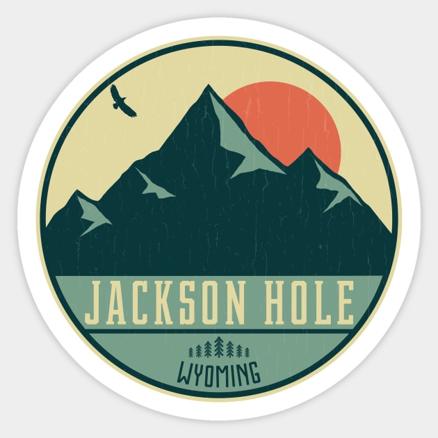 Jackson Hole Wyoming Retro Mountain Badge Sticker by dk08